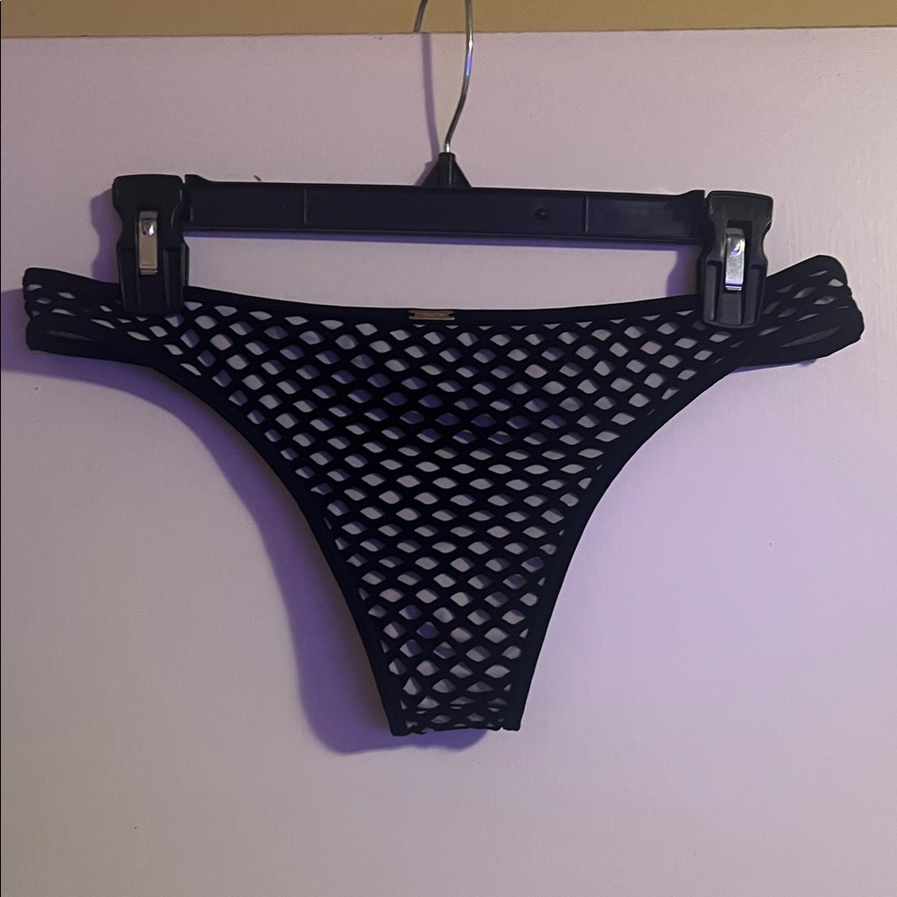 Victoria's Secret White and Black fishnet bikini bottoms